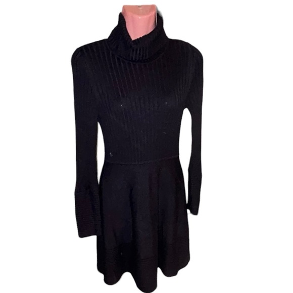 Eliza J Navy Blue Long Sleeve Turtleneck Sweater Fit & Flare Mini Dress Sz Small - Picture 8 of 11